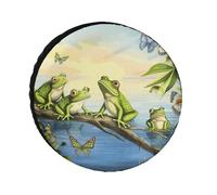 Molte rane cantano sui rami Summer Butterflies Lake Water Tire Covers Impermeabile Anti UV Copertura per Pneumatico 30 "Single Axle Wheel Covers per RV Truck SUV Trailer Universale per tutte le