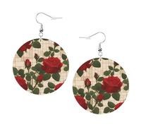 Molte rose rosse stampa orecchini in pelle per donne - Orecchini a cerchio pendenti, perfetti per feste in costume e accessori per ragazze, Misura unica, Pelle