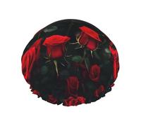 molte rose rosse stampate Cuffia da a lavabile e riutilizzabile/Cuffia per capelli con fodera/elastico adatta a tutte le lunghezze dei capelli