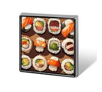 Molte spille da bavero a forma di cibo per sushi, quadrate, alla moda, graziose, spille in lega, smaltate, in metallo, per cappelli, camicie, vestiti, borse