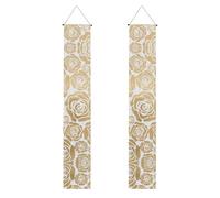 Molti banner per portico stampati con fiori dorati, striscioni decorativi appendibili, adatti per decorazioni per feste interne ed esterne.