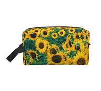 Molti bellissimi girasoli, organizer per cosmetici di grande capacità, borsa da viaggio per il trucco da donna