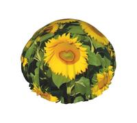 Molti bellissimi girasoli stampati cuffia da doccia per le donne doppio strato impermeabile cappello da bagno riutilizzabile tappi da bagno elastici protezione dei capelli signore spa salone bagno