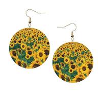 Molti bellissimi girasoli stampati orecchini in pelle set per le donne, 1 paio di orecchini leggeri bohémien forati gioielli regalo per donne ragazze