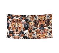 Molti cani che stampano striscione per interni ed esterni, cartello decorativo con 4 occhielli in metallo, creatore di atmosfera festiva