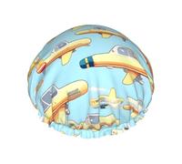 Molti cartoni animati piccoli aeroplani stampano lavabile riutilizzabile cuffia da a/cappello per capelli con fodera/elastico adatto a tutte le lunghezze dei capelli
