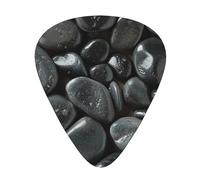 Molti ciottoli neri stampati, 12 pezzi di plettri per chitarra in una scatola che rendono il suono chiaro per ukulele, chitarra acustica elettrica e basso (0,46 0,71 0,96 mm)