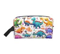 Molti dinosauri colorati dei cartoni animati stampa borsa di immagazzinaggio della chiusura lampo, accessori da viaggio, borsa per articoli da toeletta, borsa portatile per articoli da