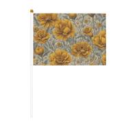 Molti fiori dorati, confezione da 6 e 10 bandiere portatili, striscioni su bastone, piccole bandiere per sfilate, feste, bar, compleanni