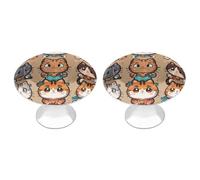 Molti gatti dei cartoni animati Confezione da 2 pomelli rotondi per cassettiera pomelli per cassettiera con motivo di stampa hardware per cassetti da cucina in acciaio inox a foro singolo