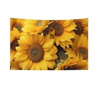 Molti girasoli bandiera con 4 occhielli, bandiere su un lato in poliestere resistente, striscioni resistenti alle intemperie per dormitori, feste, riprese, festival, decorazione 89 x 150 cm