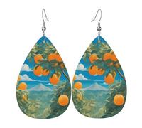 Molti grandi orecchini in pelle a goccia arancioni, accessori da donna, orecchini versatili adatti per pendolari e viaggi.