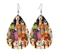 Molti graziosi orecchini a goccia in ecopelle a forma di cane, alla moda, leggeri, orecchini pendenti in pelle per donne, matrimoni, feste, cerimonie, banchetti, regali