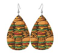 Molti graziosi orecchini in pelle a forma di hamburger, accessori da donna, adatti per l'uso quotidiano, pendolari e viaggi.