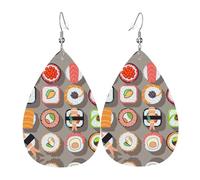 Molti orecchini da donna in pelle con stampa a goccia con cibo sushi alla moda leggeri da indossare tutti i giorni per feste e appuntamenti, Misura unica, Pelle