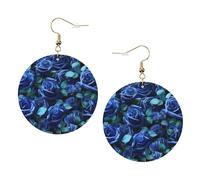 Molti orecchini in pelle alla moda con rose blu per le donne pendono 1 paio di orecchini piercing leggeri stampati gioielli regali per donne ragazze