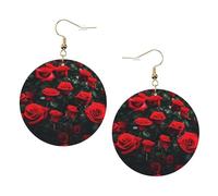 Molti orecchini in pelle alla moda con stampa rosa rossa per le donne pendenti 1 paio di orecchini piercing leggeri stampati gioielli regali per donne ragazze