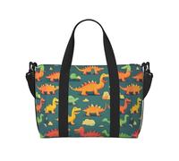 Molti piccoli dinosauri stampa mano borsa da viaggio con cerniera Weekender Pernottamento borsa per donne uomini Carry On