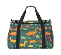 Molti piccoli dinosauri stampa Weekender Pernottamento Carry On Bag Duffel Bag per Viaggio Donne Uomini Palestra Bagagli Carry on, Nero , Taglia unica