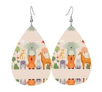 Molti simpatici animali dei cartoni animati Orecchini in pelle a forma di lacrima - texture leggera di lusso, adatti per l'uso quotidiano, orecchini per feste e appuntamenti, Misura unica, Pelle