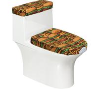 Molti simpatici hamburger morbidi 2 pezzi - coperture per serbatoio, elastici riutilizzabili per WC a forma di U/O, decorazione per il bagno