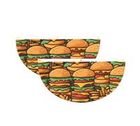 Molti simpatici hamburger semicerchio bandierine da appendere all'aperto | 2 striscioni impermeabili e durevoli con 3 occhielli per portico, recinzione e balcone. Eventi patriottici della Giornata