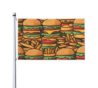 Molti simpatici hamburger Stampe Bandiera su entrambi i lati 3 x 5FT leggera e resistente al colore con asole Ideale per feste all'aperto e giardini.