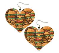 molti simpatici hamburger stampe, orecchini eleganti a forma di cuore, accessori da donna leggeri, perfetti per feste e San Valentino.