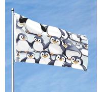 Molti simpatici pinguini bambino schizzo bandiera 0,6 x 0,9 m doppia faccia nessuna dissolvenza bandiera da giardino bandiera cortile con ottone banner esterno decorazione per cortile portico prato