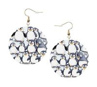 Molti simpatici pinguini bambino schizzo orecchini in pelle alla moda per le donne penzolano 1 paio di orecchini piercing leggeri stampati gioielli regali per donne ragazze