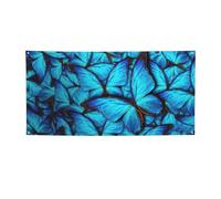 Molti striscioni per feste con stampa a farfalla blu, segno di compleanno, Capodanno, Natale, decorazioni per feste.