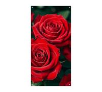 Molti striscioni per porte con rose rosse, 90 x 180 cm, striscioni per feste, cartello di benvenuto stagionale, decorazione verticale da appendere per portico, ingresso, giardino, decorazione
