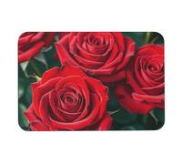 Molti tappetini da bagno in diatomea con rosa rossa assorbono umidità e sporco, zerbino con retro in gomma antiscivolo, adatto sotto la porta, per pavimento del bagno, vasca, doccia, lavandino