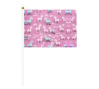 Molti unicorni rosso piccola mini bandiera portatile per giochi sportivi e festival decorazione parata bandiera 14 x 20,8 cm