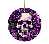 Molti Viola Rosa Cranio Stampa Natale Colleghi Regali Per Amici Famiglia Circolare Ceramica Natale Appeso Ornamenti Per La Decorazione Dell'albero