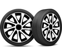 Moltico Copricerchi - Set Copricerchi Universale 4 Pezzi - Adatto a Tutti i Cerchi in Acciaio - Copri Cerchioni - Anello di Sicurezza Regolabile - Bianco - 16 Pollici