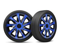 Moltico Copricerchi - Set Copricerchi Universale 4 Pezzi - Adatto a Tutti i Cerchi in Acciaio - Copri Cerchioni - Anello di Sicurezza Regolabile - Blu-Nero - 15 Pollici