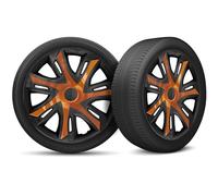 Moltico Copricerchi - Set Copricerchi Universale 4 Pezzi - Adatto a Tutti i Cerchi in Acciaio - Copri Cerchioni - Anello di Sicurezza Regolabile - Arancia-Nero - 15 Pollici