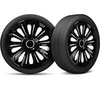 Moltico Copricerchi - Set Copricerchi Universale 4 Pezzi - Adatto a Tutti i Cerchi in Acciaio - Copri Cerchioni - Anello di Sicurezza Regolabile - Nero - 16 Pollici