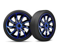Moltico Copricerchi - Set Copricerchi Universale 4 Pezzi - Adatto a Tutti i Cerchi in Acciaio - Copri Cerchioni - Anello di Sicurezza Regolabile - Blu-Nero - 15 Pollici