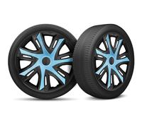 Moltico Copricerchi - Set Copricerchi Universale 4 Pezzi - Adatto a Tutti i Cerchi in Acciaio - Copri Cerchioni - Anello di Sicurezza Regolabile - Blu-Nero - 14 Pollici