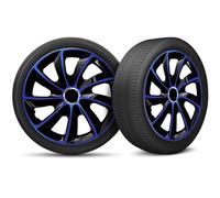 Moltico Copricerchi - Set Copricerchi Universale 4 Pezzi - Adatto a Tutti i Cerchi in Acciaio - Copri Cerchioni - Anello di Sicurezza Regolabile - Blu-Nero - 16 Pollici