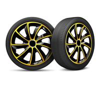 Moltico Copricerchi - Set Copricerchi Universale 4 Pezzi - Adatto a Tutti i Cerchi in Acciaio - Copri Cerchioni - Anello di Sicurezza Regolabile - Oro-Nero - 13 Pollici