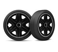 Moltico Copricerchi - Set Copricerchi Universale 4 Pezzi - Adatto a Tutti i Cerchi in Acciaio - Copri Cerchioni - Anello di Sicurezza Regolabile - Grafite-Nero - 14 Pollici