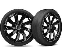 Moltico Copricerchi - Set Copricerchi Universale 4 Pezzi - Adatto a Tutti i Cerchi in Acciaio - Copri Cerchioni - Anello di Sicurezza Regolabile - Nero - 16 Pollici