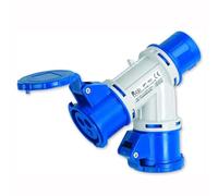 Moltiplicatore adattatore da spina industriale CEE 220V 230V 3 Poli 2P+T a 2 prese industriali 220V 230V 3 Poli 2P+T, 16A, IP54, blu