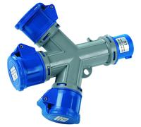 MOLTIPLICATORE con spina e 3 uscite industriali IP44 dotato di spina 2P+T 16A e 3 prese 2P+T con coperchio di protezione - Rosi