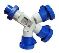 Moltiplicatore Gewiss triplo 2P+T 16A IP67 3 prese blu 230V GW64024