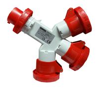 Moltiplicatore Gewiss triplo 3P+T 16A IP67 3 prese rossa 400V GW64027