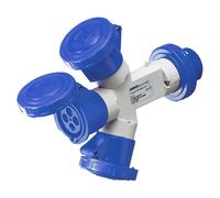 Moltiplicatore Mobile 3 Uscite IP67 1 Spina 16A 3 Prese 2P+T 230V Blu 50/60 Hz